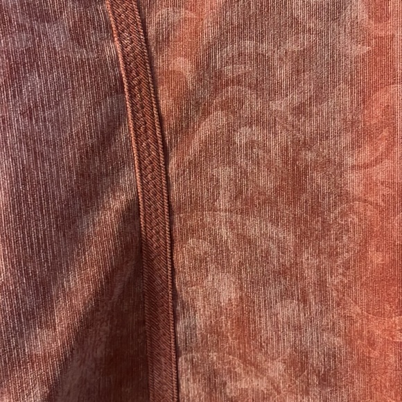 Chico’s Orange Brocade Embossed Bohemian Corduroy Open Ruffle jacket- si… - Picture 7 of 9